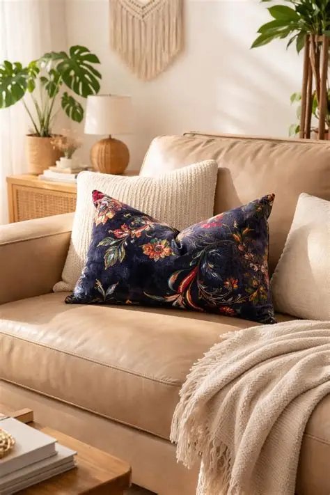 Botanical Cord Stitch Lumbar Cushion